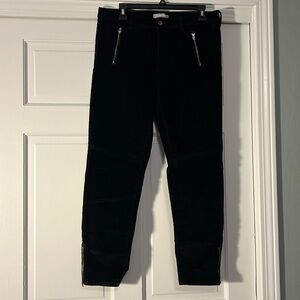 Banana Republic Jet Black Skinny Corduroy Pants with Zippers 12 31
